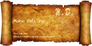 Mahr Dóra névjegykártya